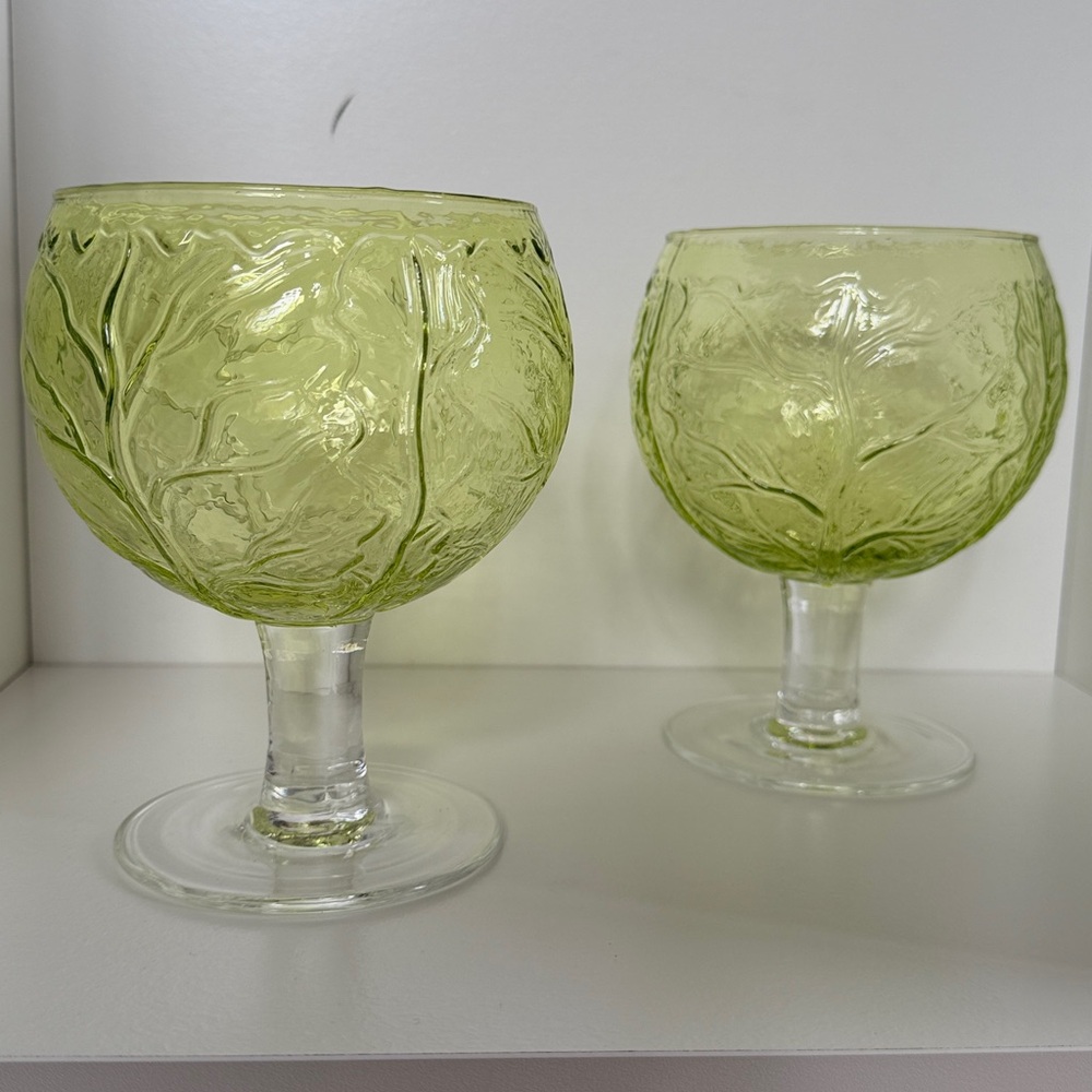 Sigma Secla Taste Setter - Green Cabbage Leaf Goblet - Vintage Wine Glass Cup